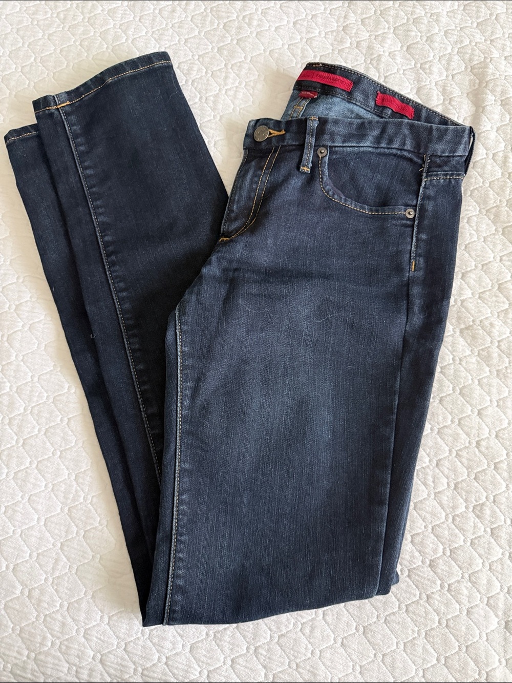Banana Republic Skinny Jeans in Dark Navy with Red Waist Trim